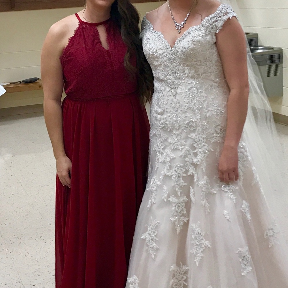 Maroon bridesmaids dress